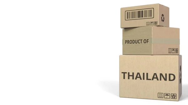 Produkt aus thailändischem Text auf Kartons, Leerraum für Bildunterschriften. 3D-Darstellung — Stockfoto