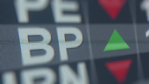 Stock exchange ticker of BP ADR BP. Editorial loopable animation — Stock Video