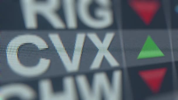 Chevron Cvx börsinformation på skärmen. Redaktionella loopable animation — Stockvideo