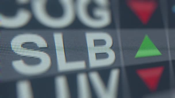SCHLUMBERGER SLB stock ticker on the screen. Editorial loopable animation — Stock Video