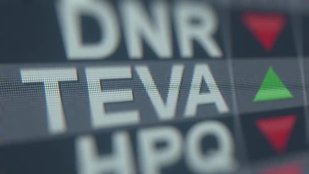 TEVA INDUSTRIE FARMACEUTICHE ADR TEVA stock ticker, animazione concettuale editoriale loop — Video Stock