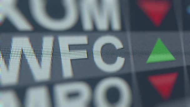 WELLS FARGO WFC stock ticker, editorial conceitual loopable animation — Vídeo de Stock