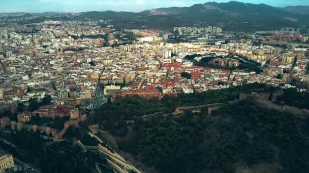 Вид с воздуха на Малагу, Испания — стоковое видео