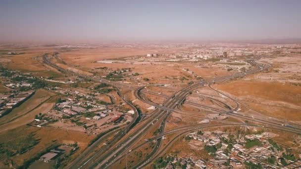 Aerial shot of major highway interchange — Stock Video
