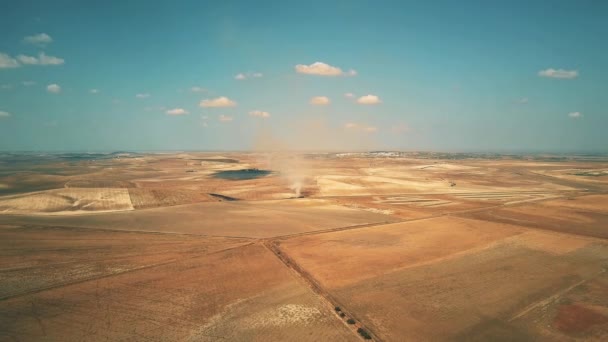 Aerial view of fire in agricultural area in Spain — Stock Video