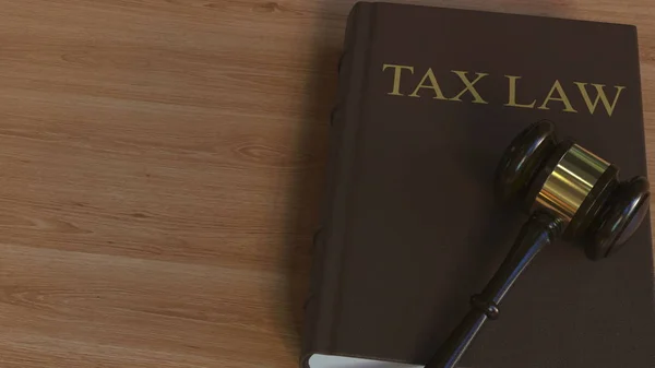 Steuerrechtsbuch und Richterhammer. 3D-Darstellung — Stockfoto