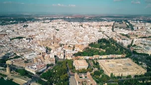 Полет над Севиллом, Испания — стоковое видео