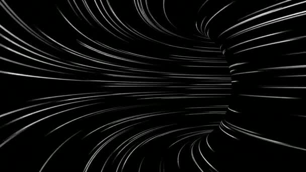 POV zwart-wit gestreepte tunnel doorlopen. Loopbare animatie — Stockvideo