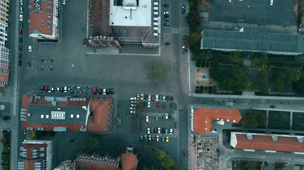 Aerial top down view of a small German town streets — Stock Photo, Image