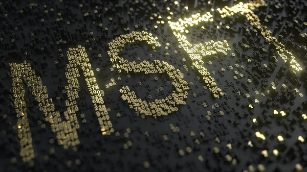 Акции Microsoft MSFT тикер из золотых номеров, концептуальная редакционная 3D рендеринг — стоковое фото