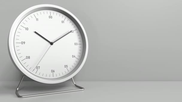 在时钟面上显示测验文本的时间。概念动画 — 图库视频影像