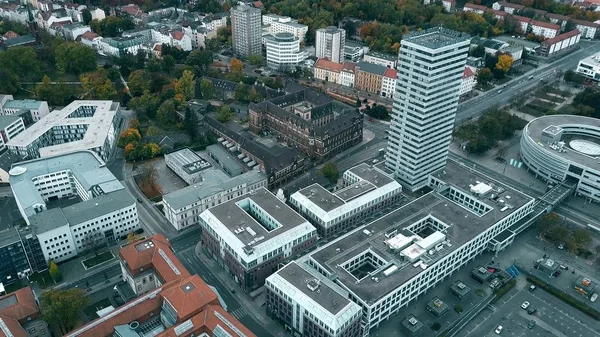オーデルの中心部、空撮にフランクフルトの建物。ドイツ — ストック写真