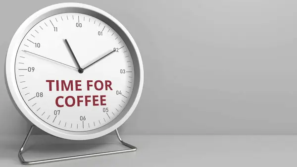 Clock face with revealing TIME FOR COFFEE text. Conceptual 3D rendering — Stock Photo, Image