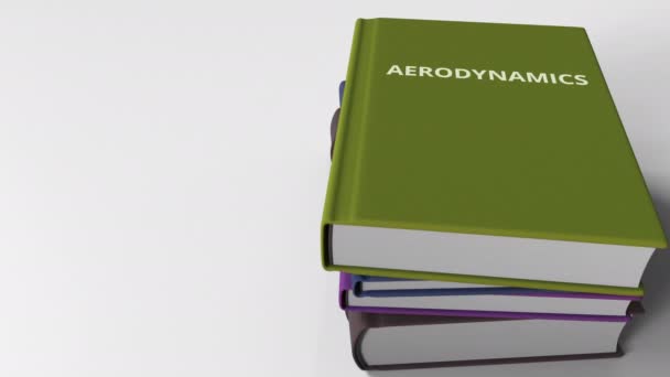 Boek met de titel van de aërodynamica. 3D animatie — Stockvideo