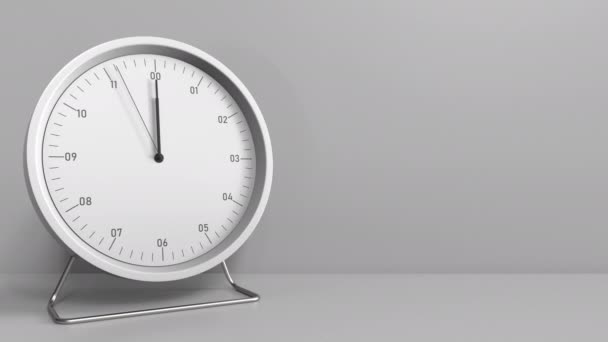 L'orologio rotondo mostra le 12 in punto. Dodici oclock. Animazione 3D — Video Stock