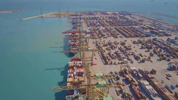 Valencia Espanha Outubro 2018 Vista Aérea Terminal Contentores Portuários — Fotografia de Stock