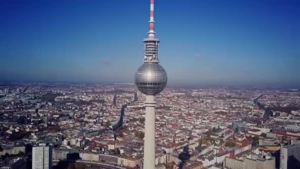 Berlín Alemania Octubre 2018 Vista Aérea Torre Paisaje Urbano — Vídeos de Stock