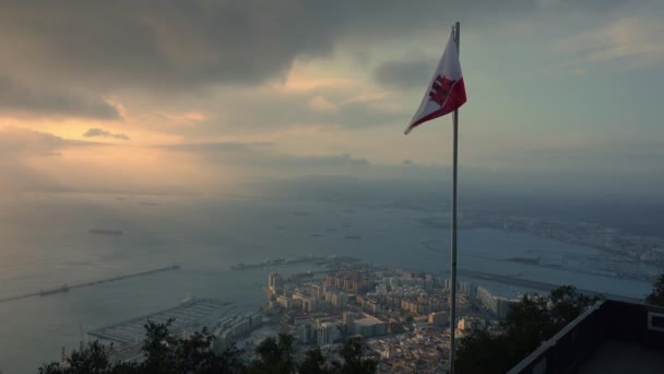 Vista sul tramonto dalla Rocca di Gibilterra — Video Stock