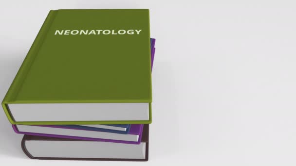 Book cover with NEONATOLOGY title. 3D animation — Stock Video