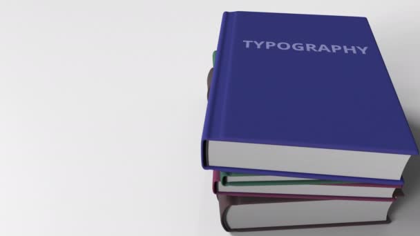 TYPOGRAPHY title on the book, conceptual 3D animation — Stock Video