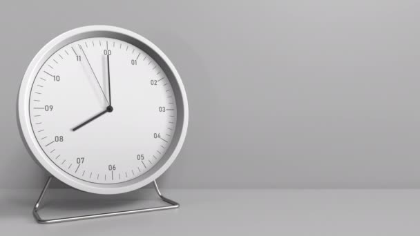 Ronde klok toont 8:00 of 20:00 scherp. Acht of twintig oclock. 3D animatie — Stockvideo