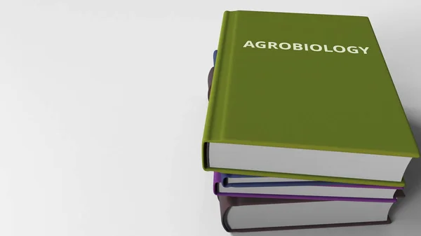 Pilha de livros sobre AGROBIOLOGIA. Renderização 3D — Fotografia de Stock