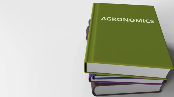 Hoopje van boeken over Agronomics, 3D-rendering — Stockfoto