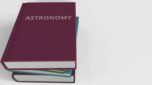 Heap de livros sobre ASTRONOMIA, renderização 3D — Fotografia de Stock