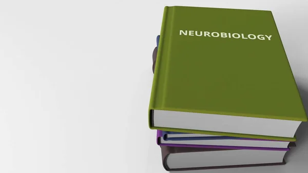 NEUROBIOLOGY title on the book, conceptual 3D rendering — Stock Photo, Image