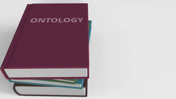 Boek met de titel van de ontologie. 3D-rendering — Stockfoto