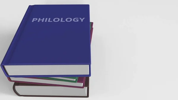 Book cover with PHILOLOGY title. 3D rendering — Stock Photo, Image