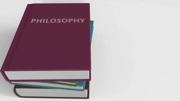 Stapel von Büchern über Philosophie. 3D-Darstellung — Stockfoto