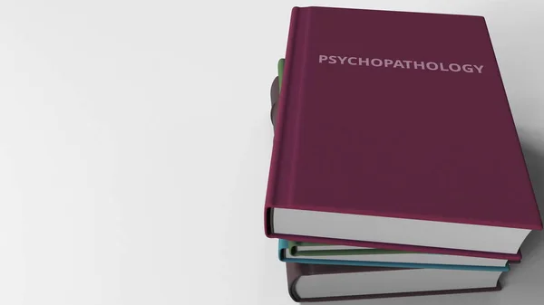 Libro con título de PSYCHOPATHOLOGY. Renderizado 3D — Foto de Stock