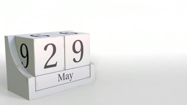 29 de maio data no calendário cubo vintage, animação 3D — Vídeo de Stock