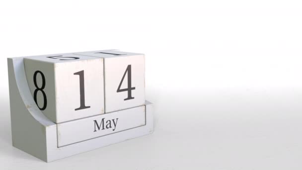14 maja Data na retro bloki kalendarz, animacja 3d — Wideo stockowe