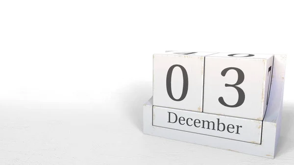 December 3 date on retro blocks calendar, 3D rendering — Stock Photo, Image