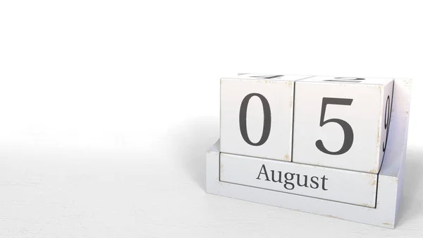 Agosto 5 data no calendário de blocos retro, renderização 3D — Fotografia de Stock