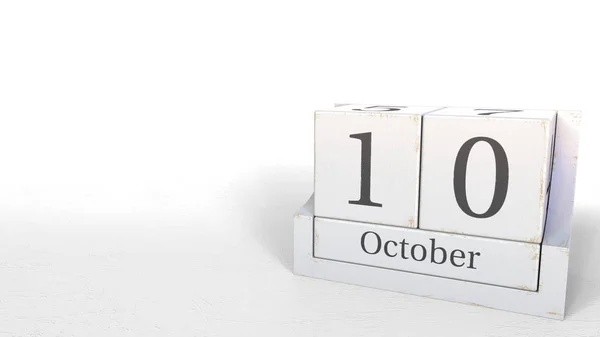 10. Oktober Datum auf Holzsteinen Kalender. 3D-Darstellung — Stockfoto