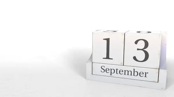 El calendario del cubo muestra la fecha del 13 de septiembre. Renderizado 3D —  Fotos de Stock