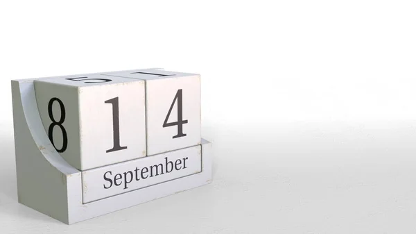Κύβος ημερολόγιο δείχνει ημερομηνία 14 Σεπτεμβρίου. 3D rendering — Φωτογραφία Αρχείου