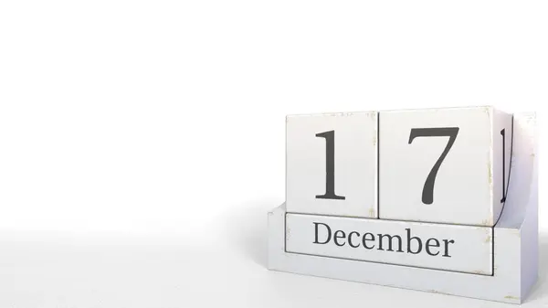Cube calendar shows December 17 date. 3D rendering — Stock Photo, Image