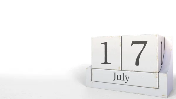 Julho 17 data no calendário cubo vintage, renderização 3D — Fotografia de Stock