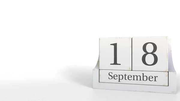 18. September Datum auf Retro-Blöcke Kalender, 3D-Rendering — Stockfoto