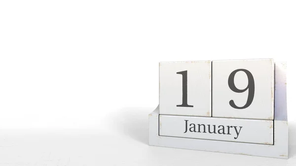 January 19 date on retro blocks calendar, 3D rendering — Stock Photo, Image