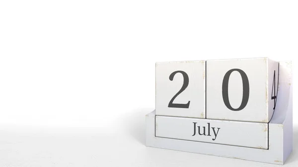 20 липня дата ретро-блоків календаря, 3D рендеринга — стокове фото