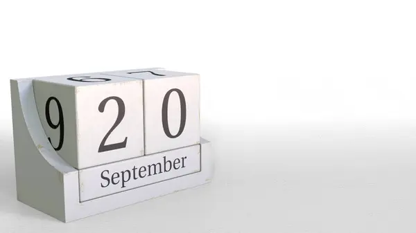 20. září datum vinobraní krychle kalendáři, vykreslování 3d objektů — Stock fotografie