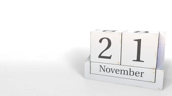 November 21-én dátum vintage kocka naptár, 3d-leképezés — Stock Fotó