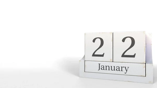 22. Januar Datum auf Retro-Blöcken Kalender, 3D-Rendering — Stockfoto