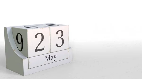 23 мая дата на винтажный кубический календарь, 3D рендеринг — стоковое фото