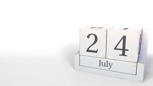 24 de julio fecha en calendario cubo vintage, renderizado 3D — Foto de Stock
